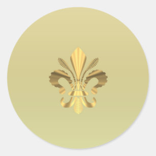 Goldene Fleur de Lys Runder Aufkleber