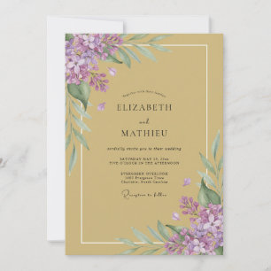 Goldene Flieder Wisteria Hochzeit Einladung