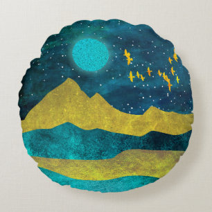 Goldene Flock Rundes Kissen