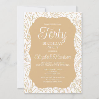Goldene Flora Frau 40. Geburtstags-Party Einladung