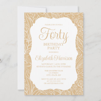 Goldene Flora Frau 40. Geburtstags-Party Einladung