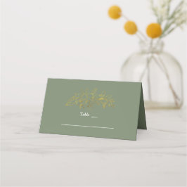 Goldene Floral-Sage-Grüne Hochzeitstisch-Nummer Platzkarte