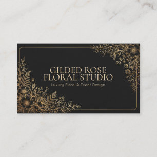 Goldene Florale Ätzung Obsidian-Schwarz Visitenkarte