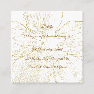 Goldene Florale Botanische Hochzeitsdetails Beilag Begleitkarte