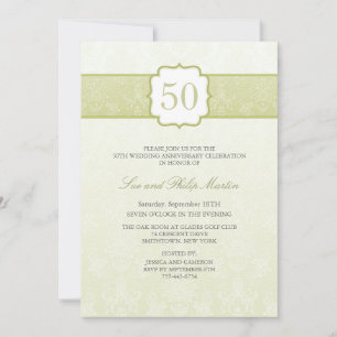 Goldene Florale Damastene 50. Hochzeitstag-Einladu Einladung