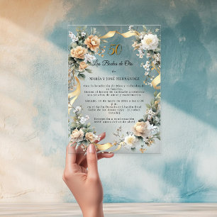 Goldene Florale Einladung zur goldenen Hochzeit