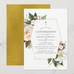 Goldene florale geometrische Konfirmation Einladung