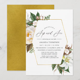 Goldene florale geometrische Sip-and-See-Party Einladung