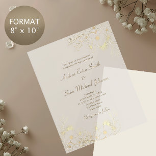 Goldene Florale Hochzeitseinladung Acrylschild