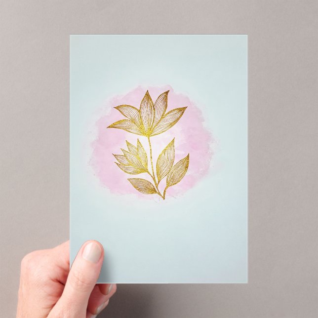 Goldene Florale Hochzeitseinladung Rosa Acryleinladungen (Insitu (Handheld))