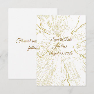 Goldene Florale Linien Kunst Botanische Hochzeit Save The Date