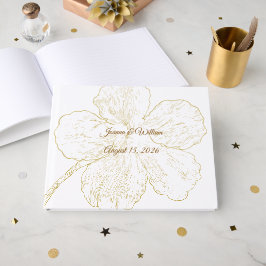 Goldene florale Linienkunst Botanische Hochzeit Gästebuch