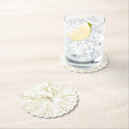 Goldene Florale Linienkunst Gescallopte Hochzeitsp Untersetzer