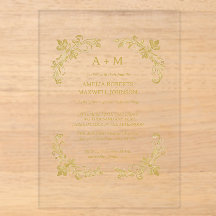 Goldene florale minimalistische Hochzeitseinladung