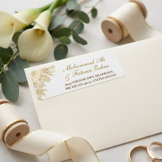 Goldene Florale Moschee Eleganz Muslimische Hochze