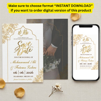 Goldene florale Moschee Eleganz Nikah Termin vorme Einladung