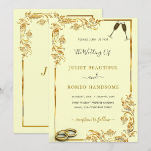 Goldene Florale Rahmeneinladung zur Hochzeit Beisp