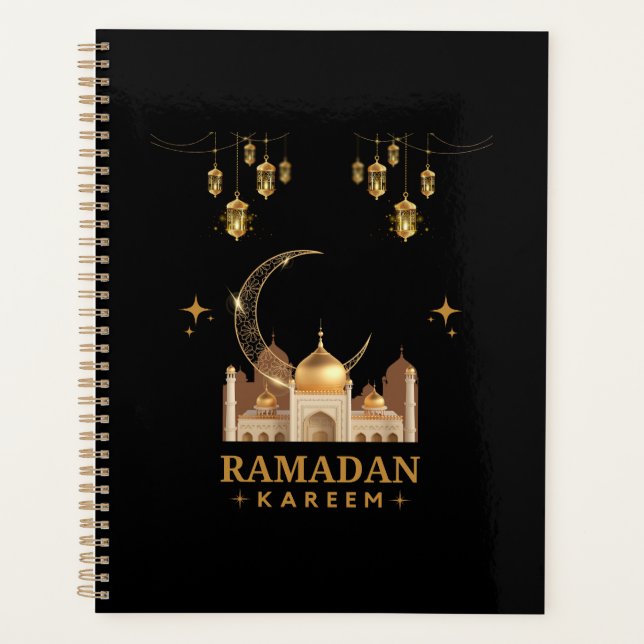 Goldene Florale Ramadan Kareem-Feier Planer (Vorderseite)