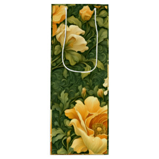 Goldene Florale Tapete Geschenktüte Für Weinflaschen