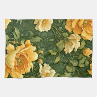 Goldene Florale Tapete Geschirrtuch