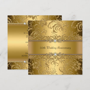 Goldene Florale Wirbel 50. Hochzeitstag Einladung