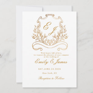 goldene Floralkrone viktorianische Hochzeitseinlad Save The Date