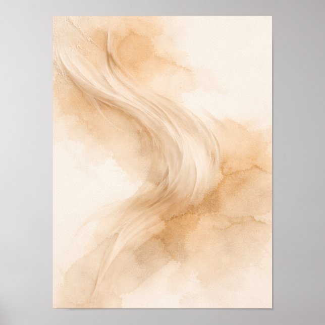Goldene Flow-Abstrakte Wandkunstposter – Elegantes Poster (Vorne)