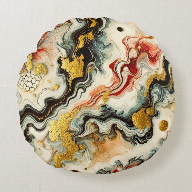 Goldene Flüsse  Rundes Kissen (Vorderseite)