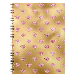 Goldene Fohlen & Leichtes Rosa Glam Glitzer Diaman Notizblock