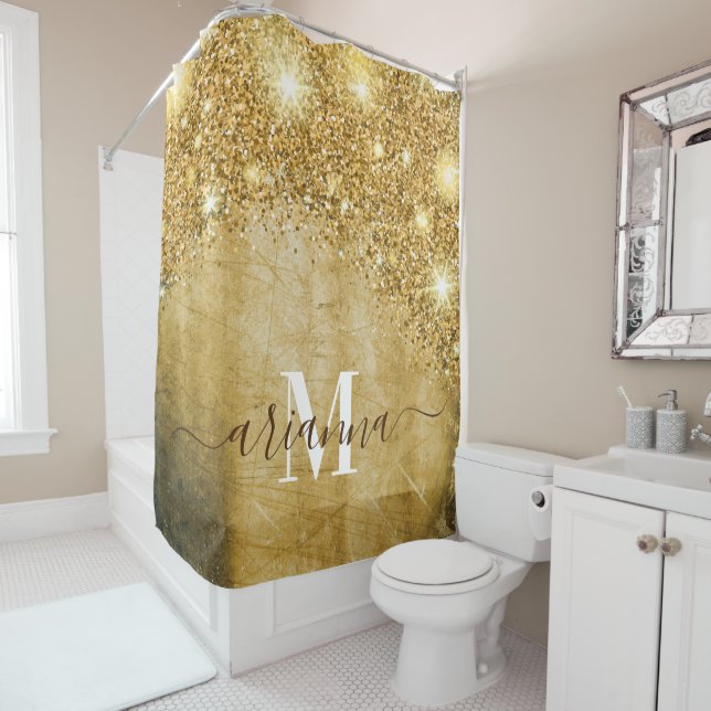Goldene Fohlen und Glitzer Duschvorhang (Beispiel)