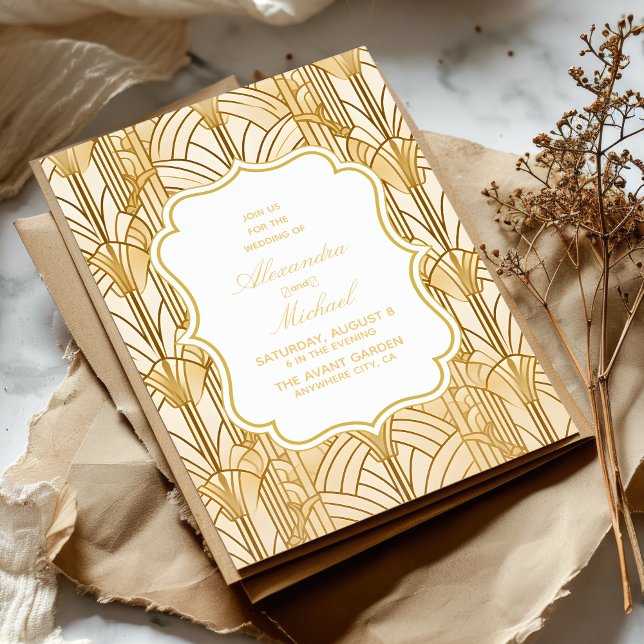 Goldene Foil Art Deco Hochzeit Einladung (Von Creator hochgeladen)