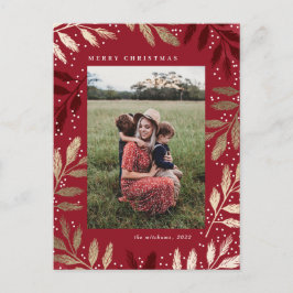 Goldene Foil-Branchen Frohe Weihnachts-Foto Feiertagspostkarte