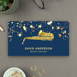 Goldene Foil Confetti Elegant Saxophon Saxophonist Visitenkarte