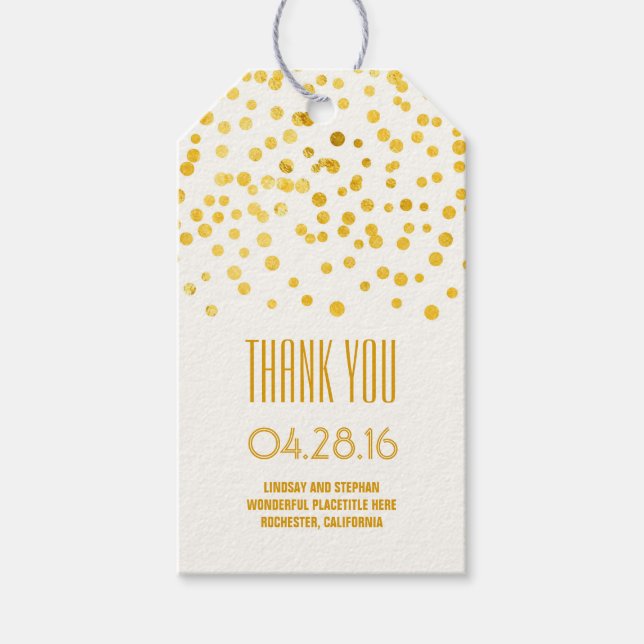 Goldene Foil Confetti Geschenkanhänger (Vorderseite)