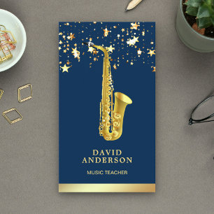 Goldene Foil Confetti Saxophon Saxophonist Visitenkarte