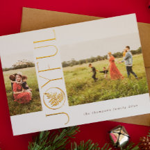 Goldene Foil Fern Holiday Foto Card
