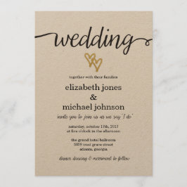 Goldene Foil Hearts Kraft Papier Einladung Hochzei