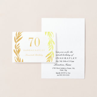 Goldene Foil Leaf Wreath 70. Geburtstag Einladung