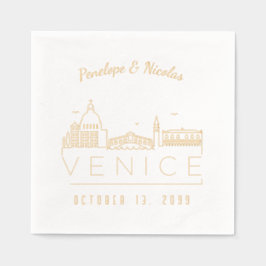 Goldene Foil Personalisiertes Venedig Hochzeit Nap Servietten Mit Folie