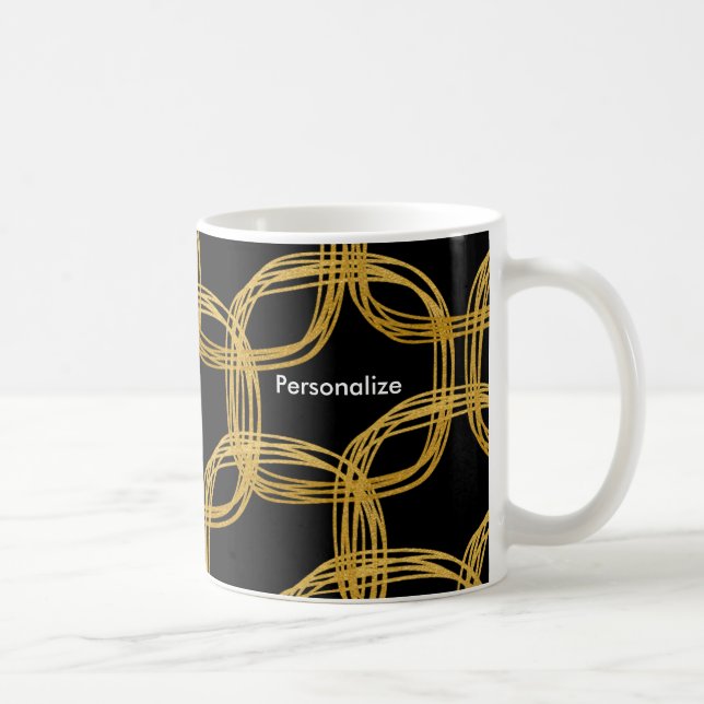 Goldene Foil Scribble Circle Moderner Kaffee Tasse (Rechts)