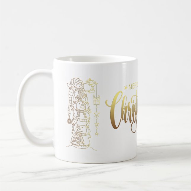 Goldene Foil-Style Foto Collage Frohe Weihnachtsba Kaffeetasse (Links)