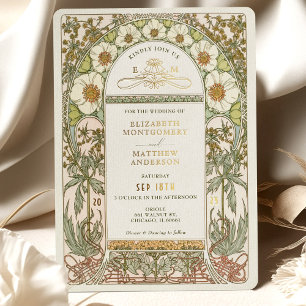 Goldene Foil Vintage Hochzeit Einladung Jugendstil
