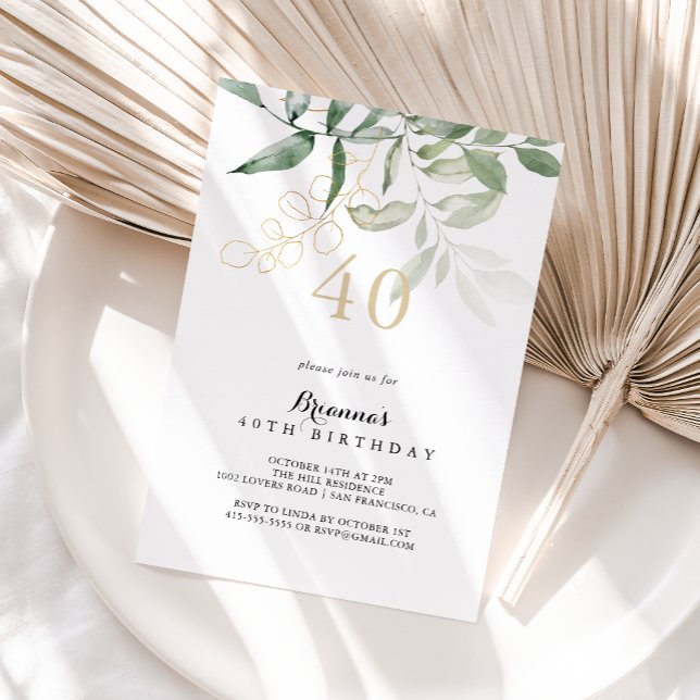 Goldene Foliage 40. Geburtstags-Party Einladung (Von Creator hochgeladen)