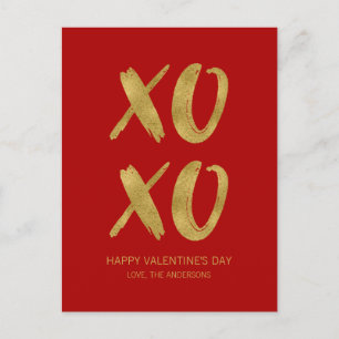Goldene Folie XOXO Valentine Postkarte