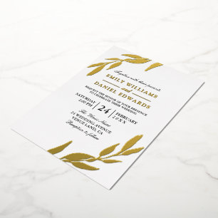 Goldene Folienblätter Goldblatt-Hochzeit Folieneinladung