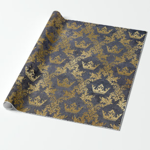 Goldene Folienkrone Konfetti Royalpurpur Samt Geschenkpapier