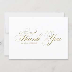 Goldene formelle Schrift mit Schnörkeln Hochzeit Dankeskarte