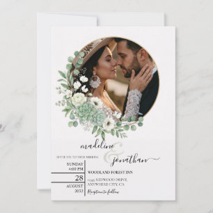 Goldene Foto-Botanische Hochzeitseinladung Einladung