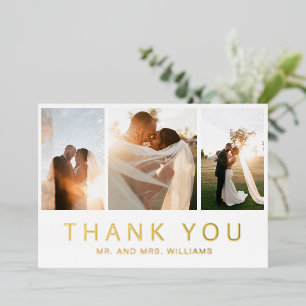 Goldene Foto-Collage-Hochzeit-Dankeskarten Folieneinladung
