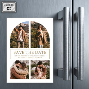 Goldene Foto-Collage-Hochzeit - Save the Date im B Magneteinladung